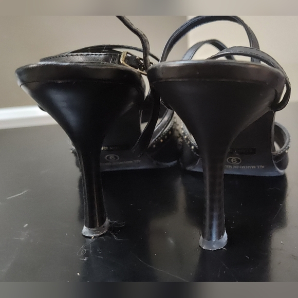 Bonnibel black studded heeled leather sandals with wrap around ankle strap. - Picture 5 of 9